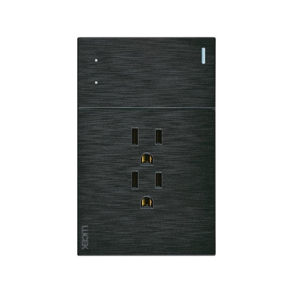Placa Con 1 Apagador De Escalera Y 2 Contactos Lucek FlatPack 6 negro