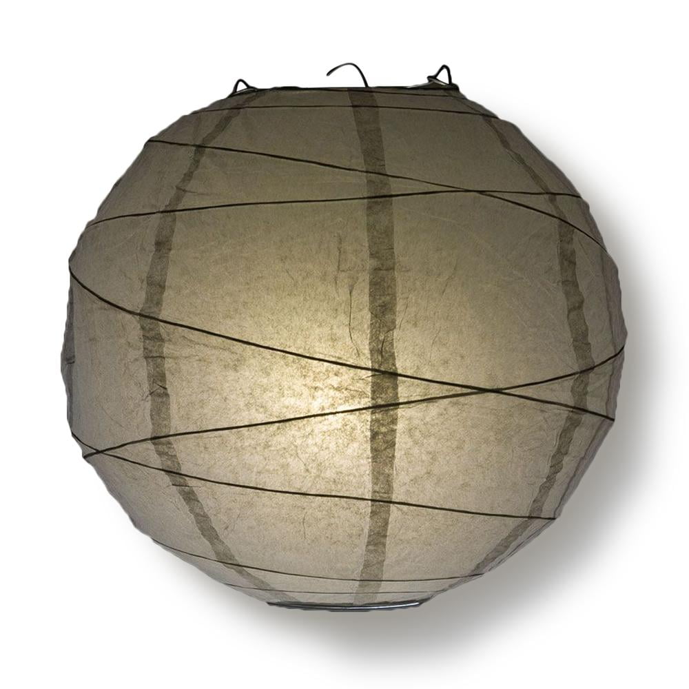 Quasimoon 8' Gray / Grey Round Paper Lantern, Crisscross Ribbing, Hanging Decoration by PaperLanternStore