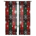 thumbnail image 3 of Christmas Snowflake Sheer Curtains 72 Inches Long 2 Panels Set, Window Sheer Curtains for Living Room/Bedroom, Xmas Red Green Buffalo Plaid Check Light Filtering Rod Pocket Curtain 52'' x 72'' x 2, 3 of 7