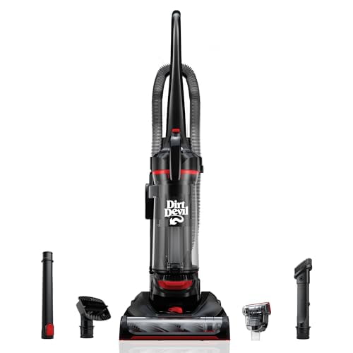 Aspiradora vertical sin bolsa Dirt Devil Multi-Surface Total Pet+ para alfombras y suelos duros, con kit de herramientas para mascotas, potente, ligera y con cable para uso doméstico.
