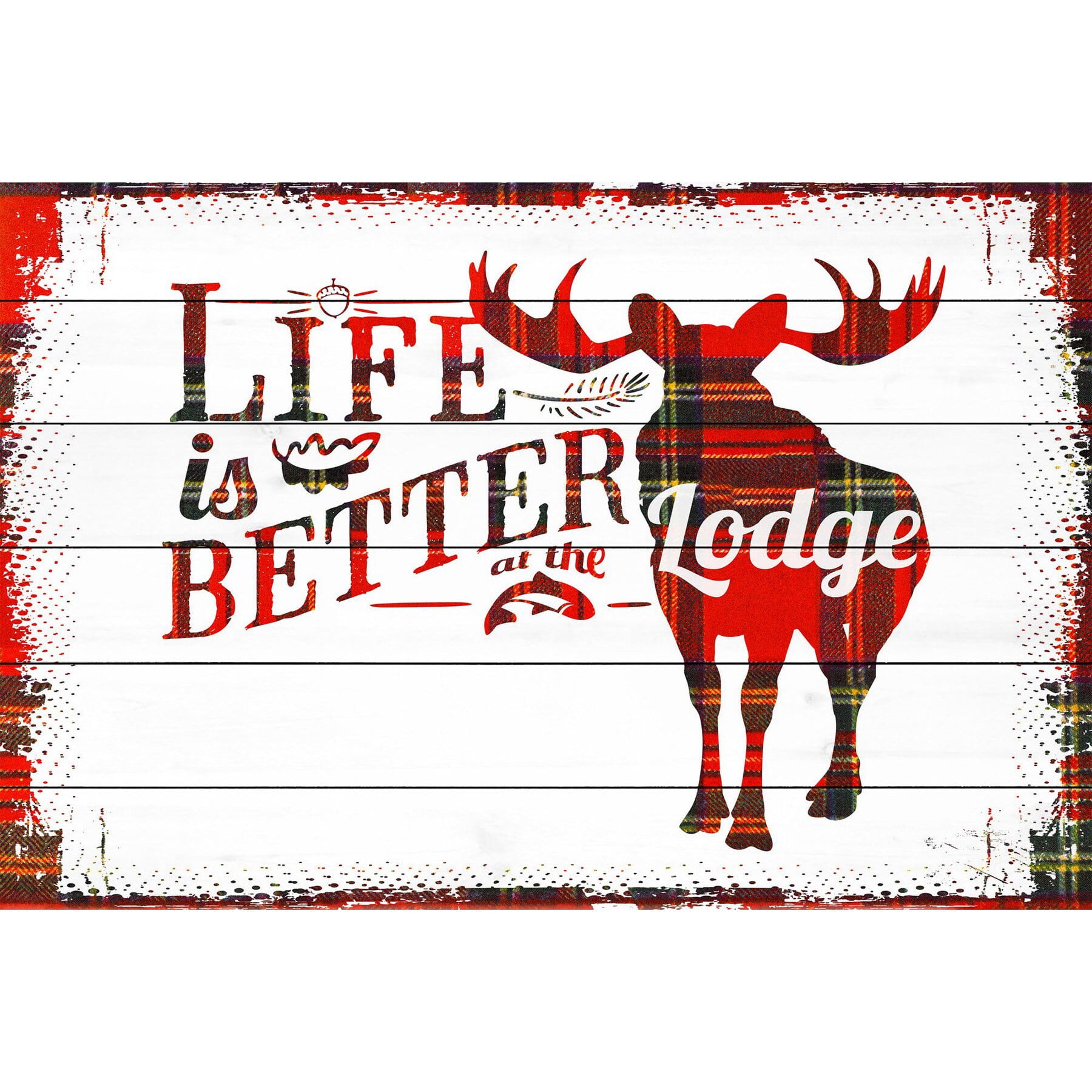 Marmont Hill "Lodge Life" Painting Print on White Wood