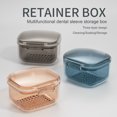 thumbnail image 2 of Retainer Case with Brush Compartment Design Three Layers Buckle Closure Easy to Carry Cleaning Leakproof Orthodontic Mouth Guard Case Travel Use, 2 of 8