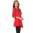 thumbnail image 3 of Women's Solid Lightweight Button Trim Detail Casual Tunic Top, 3 of 5
