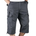 thumbnail image 2 of Mens 3/4 Long Length Elasticated Shorts Waist Cargo Combat Three Quarter Pants, 2 of 3