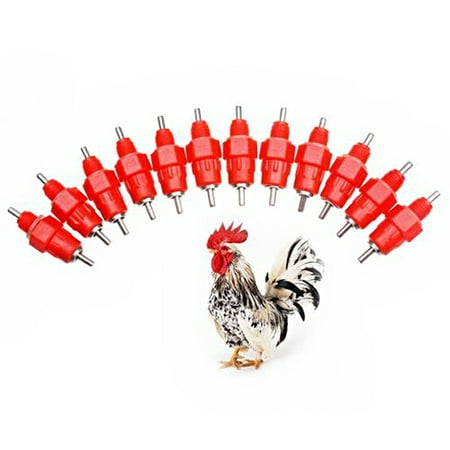 

Rosarivae Portable Threaded Style Poultry Drinking Nipples Water Nipples for Chicken /Turkey /Geese /Duck - 10 pcs/set (Red)