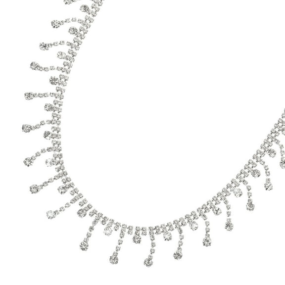 Uxcell 1Yard Rhinestone Fringe Trim ,Crystal Rhinestone Tassels for DIY Crafts,Bridal Decorations