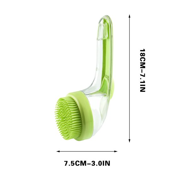 Beautynvta Shampoo Dispenser Brush with Long Handle, Pet Bath Massage Tool with Liquid Storage, Waterproof Grooming Comb, Deep Cleaning Pets Hair, Green