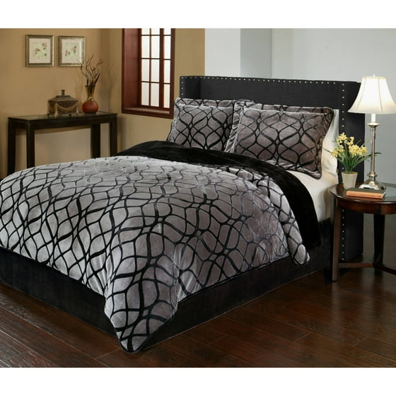 Matrix Velvet Plush Print Bedding Comforter Mini Set by