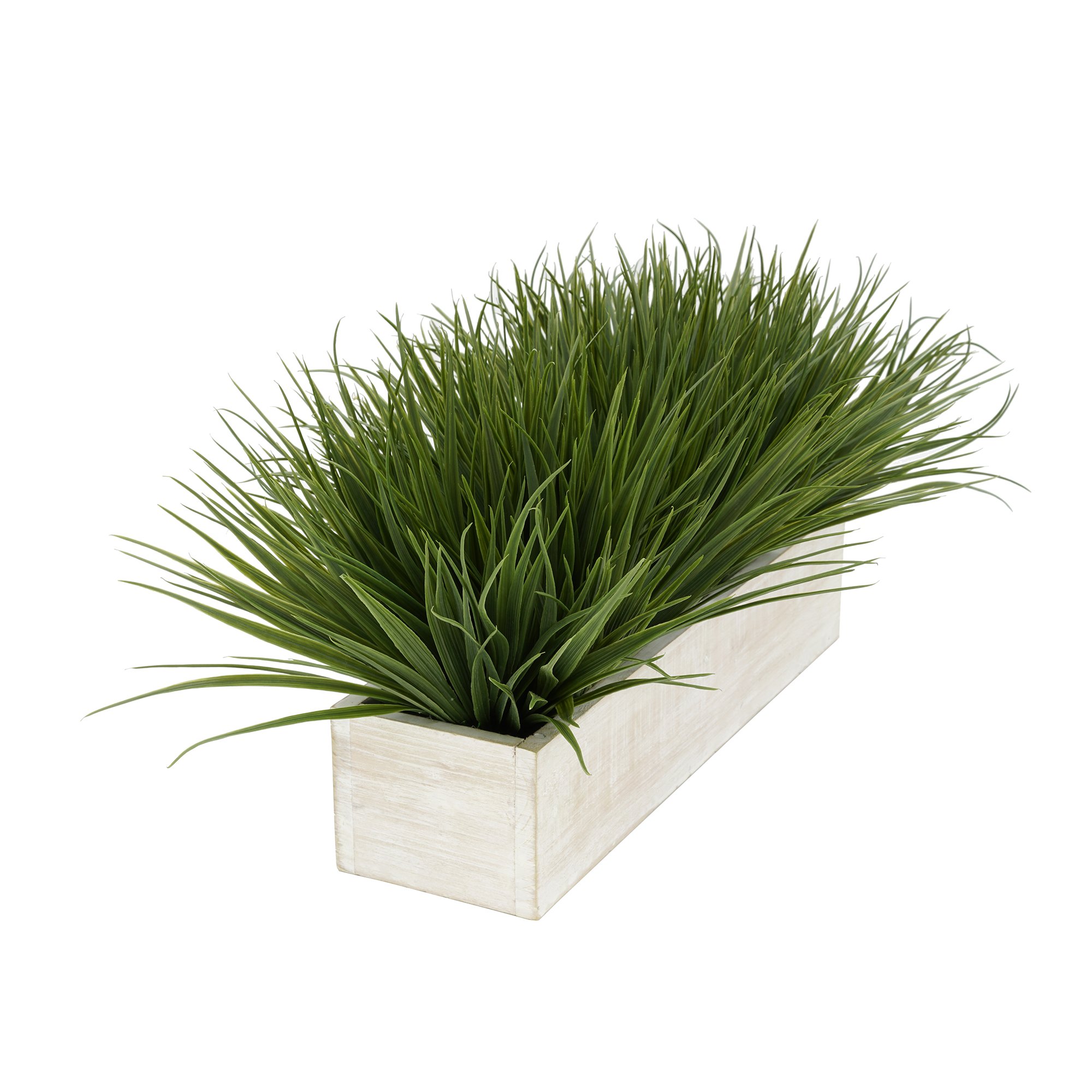 House of Silk Flowers Artificial Green Farm Grass in 15" Washed Wood