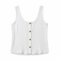 thumbnail image 4 of lcziwo Tank Tops for Women Cotton Soft Button Down Crew Neck Camisole Solid Color Summer Casual Wide Strap Sleeveless Shirt White M, 4 of 5