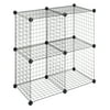 Whitmor Storage Cubes Stackable Interlocking Wire Shelves Set of 4 Black 14.25 x 14.5x 14.5