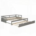 thumbnail image 5 of [Twin Size Wooden Platform Bed with Trundle, No Box Spring, Gray, for Bedroom], 5 of 11
