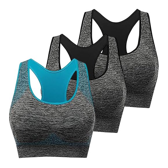 Meichang 3 Pack Racerback Sports Bras for Women High Impact Seamless Beauty Back Yoga Bras Wirefree Breathable Comfortable Exercise Athletic Bralette