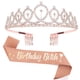 thumbnail image 1 of Bling Rhinestone Crystal Crown + Letter Printing Satin Sash Set Para Mujer Cumpleaños Aniversario Decoración Para Fiesta Serendint AP007439-05, 1 of 1