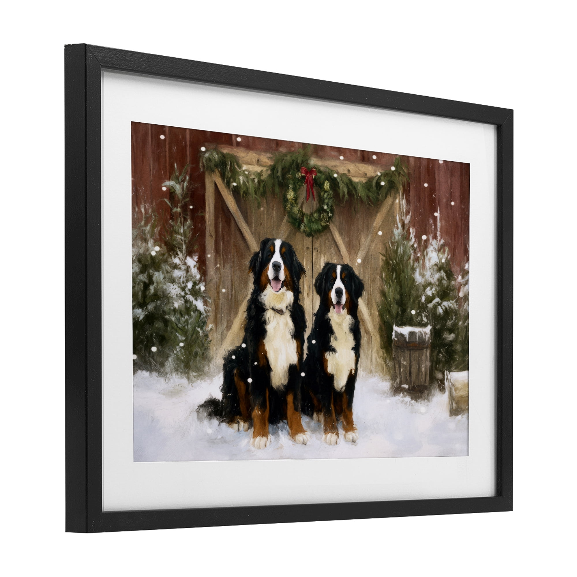 Stupell Industries Barnyard Bernese Mountain Dogs Black Framed Print Under Glass, design by Tina LeCour