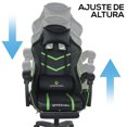 thumbnail image 3 of Silla Gamer Ergonomica Geekleaks by Gaon Reclinable Con Soporte Lumbar y Reposa Pies Verde, 3 of 8