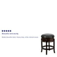 thumbnail image 4 of Flash Furniture Carol 24'' High Backless Cappuccino Wood Counter Height Stool with Carved Apron and Black LeatherSoft Swivel Seat, 4 of 12