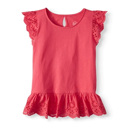 Girls' Short Sleeve Eyelet Top (Little Girls, Big Girls, &