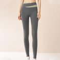 thumbnail image 2 of ibuvkizy Leggings for Women,Women's Nude Spliced Yoga Pants High Waist and Hip Lifting Fitness and Stretch Fitness Pants Running Sports Pants Dark Gray,L, 2 of 5