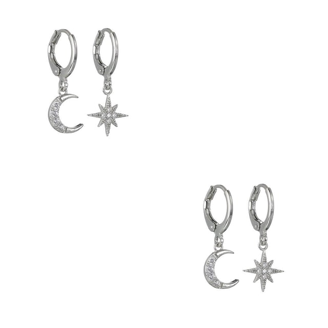Minnieouse 1 par de pendientes de luna y estrella, joyería exquisita Irregular brillante para niña, accesorio de moda para decoración de orejas para Type3 NO3 Minnieouse CBP207459