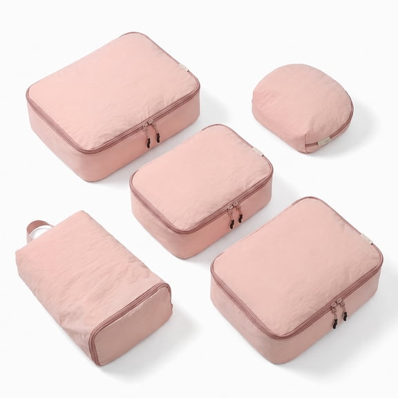 Packing Cubes for Travel, 5 Set Water-resistant Nylon Luggage Organizer Bags, Lightweight Suitcase Pouches for Clothes Shoes