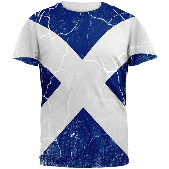 Scottish Flag Distressed Grunge Scotland All Over Mens T Shirt