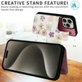 thumbnail image 5 of ELEHOLD Wallet Case for iPhone 14 Plus Case Beautiful Flower Floral Pattern with Back Card Holders Magnetic Button RFID Blocking Shockproof Protective Stand Case for iPhone 14 Plus,C, 5 of 7