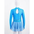 thumbnail image 4 of Miutii Kids Girls Mesh Splice Figure Ice Skating Dress Gymnastics Ballet Dance Leotard Competition Costume Tutu Skirt Blue 10, 4 of 7