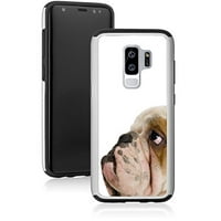 For Samsung Galaxy Shockproof Impact Hard Soft Case Cover Cute English Bulldog Face Side View (White For Samsung Galaxy S9+ (Plus))