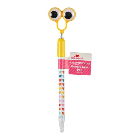 Way To Celebrate Valentine's Day Googly Eyes Pen, Yellow