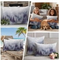 thumbnail image 5 of Retro Foggy Forest Outdoor Waterproof Pillow Covers, Farmhouse Mountains Trees Landscape Decorative Square Throw Pillowcase Sofa Cushion Sham for Patio/Couch/Chair, 26"x26" 2 Pack, 5 of 8