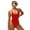 Red, variant on sunsanly Women Sexy One-Piece Swimsuit Summer Criss-Cross Backless Halter V-neck Sleeveless Monokini Solid Color Quick Drying Swimwear