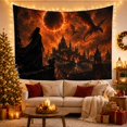 thumbnail image 3 of Cloaked Figure Above a Vast City under an Eclipse, Moody Fantasy for Dragon Fans, Dragon Skyline Art, Halloween Gift, Tapestry Wall Hanging for Bedroom and Study Room, 3 of 7