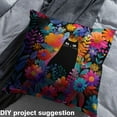 thumbnail image 2 of Castle Fairy Black Cat Fabric by the Yard 2 Yard,Floral Animal Sewing Fabric,Groovy Flower Home Decor Fabric by the Yard,Lightweight Cute Room Decor, 2 of 6