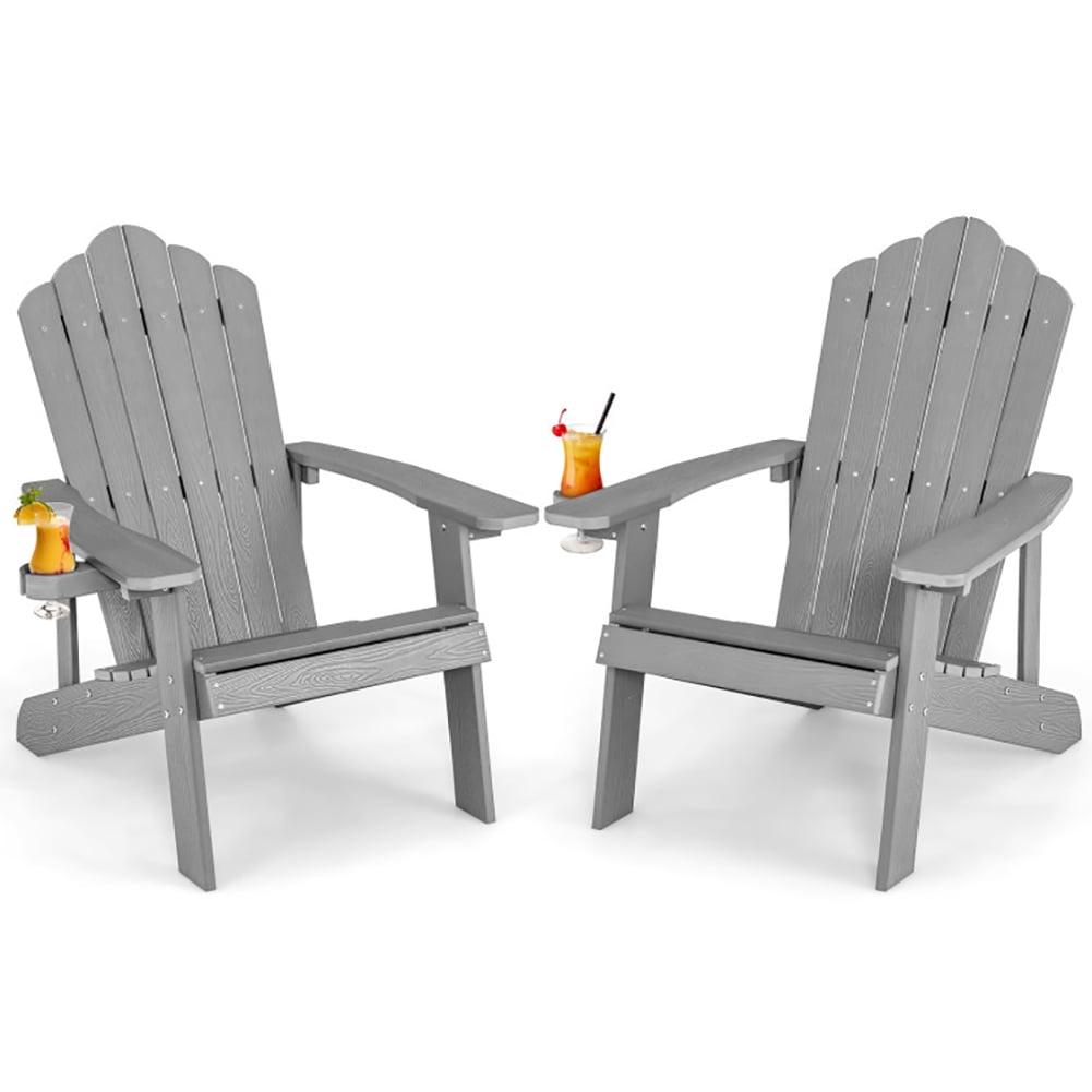 Aimee Lii Weather Resistant Outdoor Chair with Cup Holder, Outdoor Patio Furniture, Gray