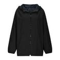 thumbnail image 6 of jtjvou Packable Rain Jacket for Women Waterproof Lightweight Raincoats Zip Up Long Sleeve Hooded Hiking Windbreaker Jackets Black L, 6 of 9
