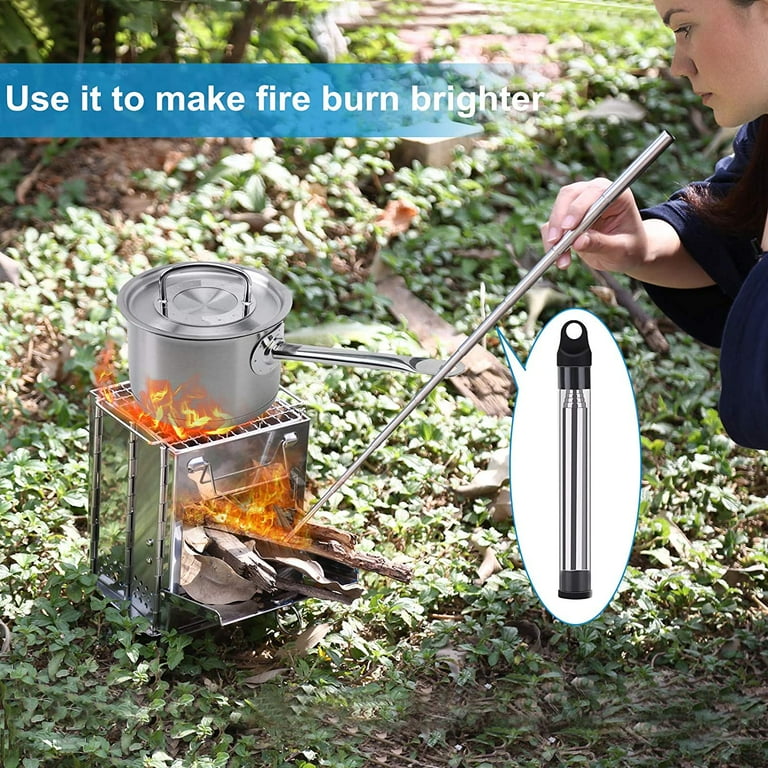 WADEO Wood Burning Camp Stove, Stainless Steel Folding Camp Stove, Portable  Backpacking Wood Stove with Pocket Fire Bellow, Carry Bag and Stainless  Steel Saw for Outdoor Cooking, Picnic and BBQ - Walmart.com