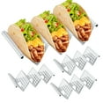 thumbnail image 1 of Jetcloudlive Juego de 4 Soportes para Tacos, Soporte de Acero Inoxidable para Tacos, Soportes Elegantes para Tacos, Cada Soporte de Metal para Tacos para 3 Tacos, Bandeja para Servir Tacos Apta para, 1 of 1