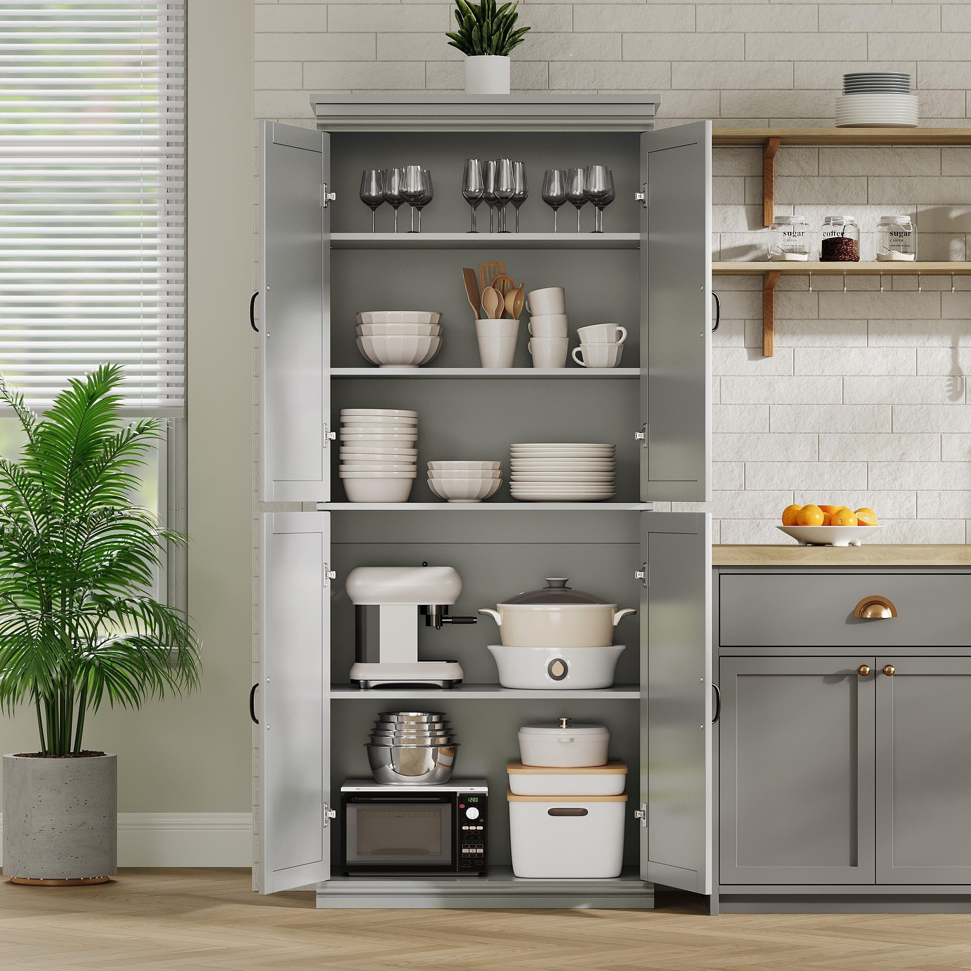 Danolapsi 70" Kitchen Pantry Cabinet,Freestanding Kitchen Pantry Storage Cabinet,Cupboard Tall Storage Cabinet with Doors and Adjustable Shelves, for Bathroom,Dining Room,Living Room