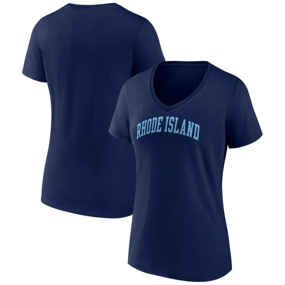 Women's Navy Rhode Island Rams Basic Arch V-Neck T-Shirt