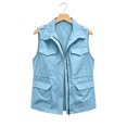 thumbnail image 1 of BXJX Womens Cargo Vests, Drawstring Waist Full Zip Sleeveless Multi‑Pocket Utility Jackets Light Blue Size XL, 1 of 4