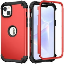 for iPhone 13 Mini Case, Slim Dual Layer 3 in 1 Heavy Duty Protection Hybrid Hard PC Soft Silicone Rugged Bumper Anti Slip Full-Body Protective Cases for iPhone 13 Mini, Red