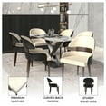 thumbnail image 3 of LeisureMod Modern Dining Chairs – Leather Seat with Curved Open Back & Rubberwood Legs, Contemporary Kitchen Side Chairs, Ethos Collection in Black/Cream, 3 of 11