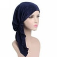 thumbnail image 5 of Fashion Women Wrinkle Long Turban Cap Head Wrap Chemo Hat Beanie Muslim Hijab, 5 of 7