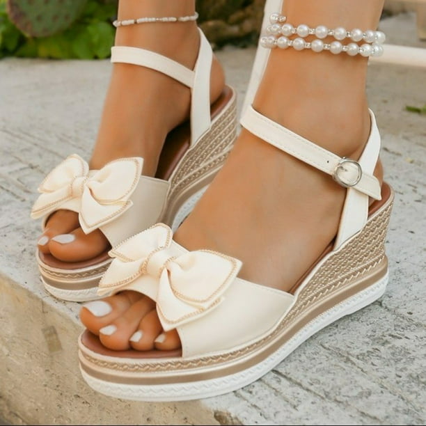 MKLEKYY Sandalias de Plataforma para Mujer, Sandalias de Moda para Primavera y Verano para Mujer, Con Suela Gruesa y Hebilla Floral, Estilo Casual.