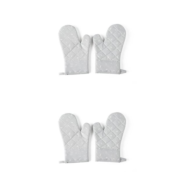 Matsuzay 1 par de guantes de lona para horno microondas, portátiles, antideslizantes, coloridos, resistentes al calor, guantes de cocina para Gris 2piezas