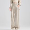 thumbnail image 2 of Taqqpue Maternity Pants Solid Color Over The Belly Dress Work Pregnancy Pants Stretchy Lounge Wide Leg Maternity Trousers with Pockets, 2 of 9