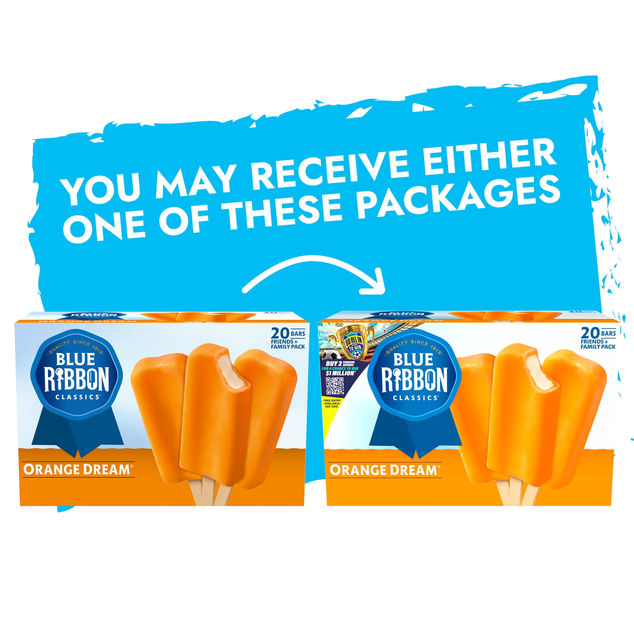 Blue Ribbon Classics Orange Dream Frozen Dessert Treat Bar, 45 fl oz, 20 Pack
