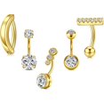 thumbnail image 1 of ORUYROP Belly Button Ring Belly Clicker Hoop 14g Gold Surgical Steel Belly Piercing Jewelry for Women Hypoallergenic Diamond Simple Belly Button Rings, 1 of 2