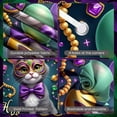 thumbnail image 4 of Colorful Balloons Mardi Gras Banner Golden Beads Masquerade Display Purple Bowtie Ornate Mask Carnival Backdrop for Carnival Party Masquerade Event Feline Themed Celebration, 4 of 4